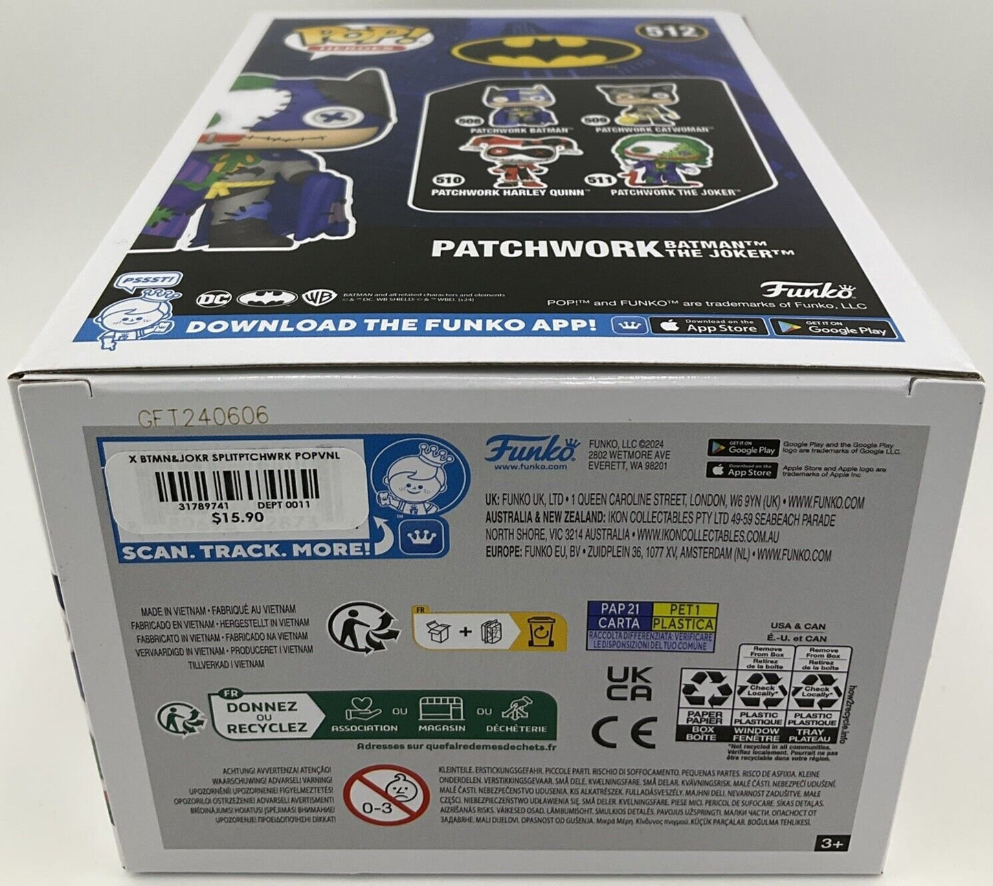 Funko Pop Patchwork Batman The Joker #512 Hot Topic Exclusive DC