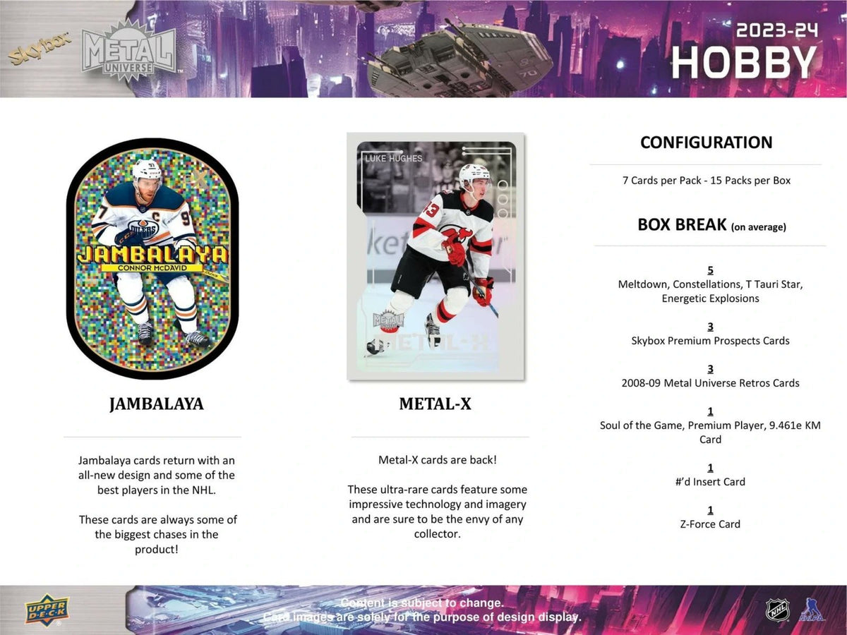 2023/24 Upper Deck Skybox Metal Universe Hockey Hobby Box – NHL Trading Cards, Hockey Card Collecting, Sports Collectibles