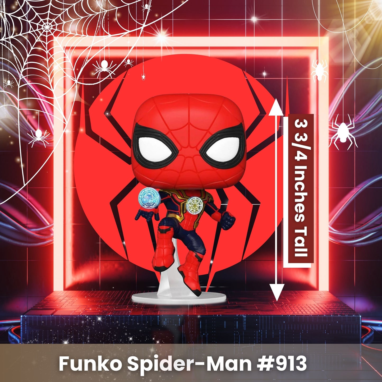 Spider-Man Integrated Suit Funko Pop! Marvel Studios Spider-Man No Way Home - Approx. 3 3/4" Collectible Bobble-Head Figure #913 with Display Box Protector Case