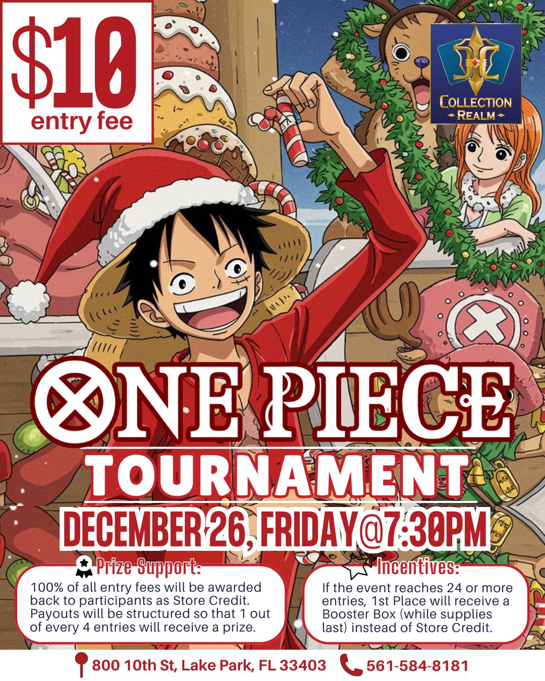 One Piece TCG Tournament – December 26 (Friday, 7:30 PM)