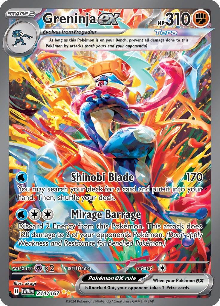 Pokémon TCG Twilight Masquerade Holo - Greninja ex 214/167 LP