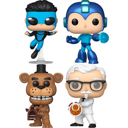Funko Fusion Wave 3 Funko Pop! Games - Set of 4 (Freddy Fazbear with Pizza Launcher #1096, Mega Man #1097, Colonel Sanders #1115, and Invincible #1098) Collectible Vinyl Figures - Estimated Arrival: Oct. 2025 (PRE-SALE)