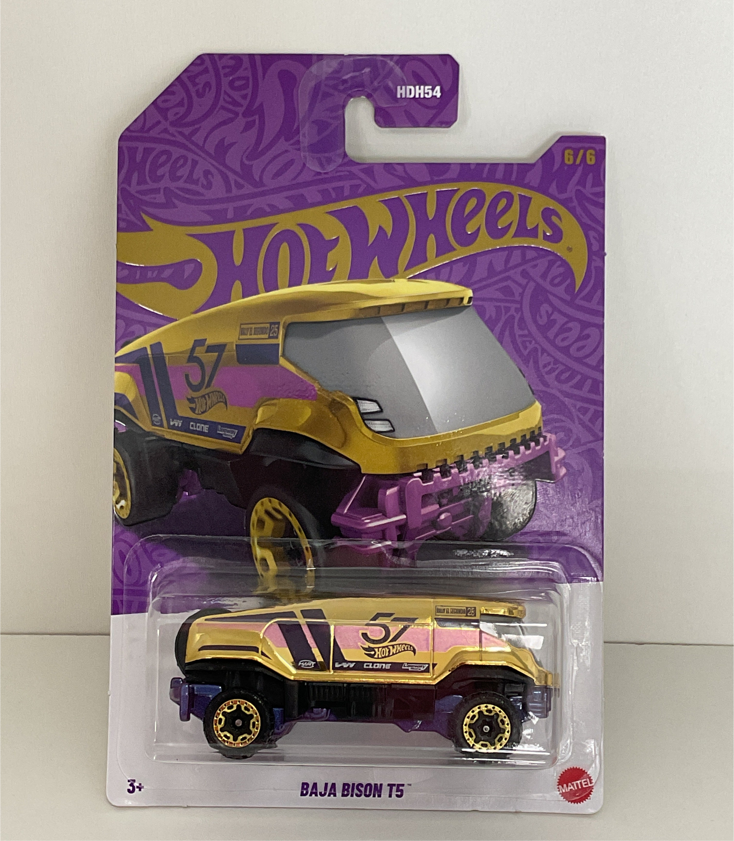 Baja Bison T5 Gold Chase 6/6 Hot Wheels Pearl and Chrome Vehicle 2025 Mix 1 - 1:64 Scale Die-Cast Collectible Toy Car