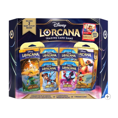 Disney Lorcana Trading Card Game - Into The Inklands - 2 Ready to Play Decks + 4 Additional Booster Packs + 1 Promo Card