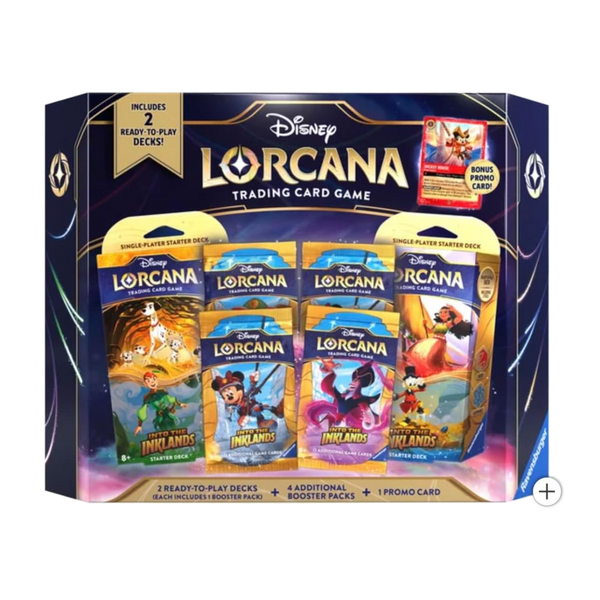Disney Lorcana Trading Card Game - Into The Inklands - 2 Ready to Play Decks + 4 Additional Booster Packs + 1 Promo Card