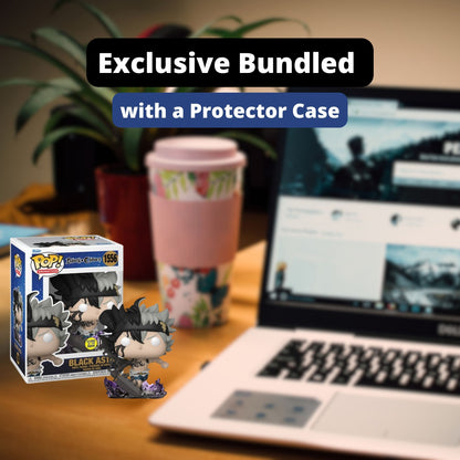 Black Asta Funko Pop! Black Clover - Glows In The Dark Entertainment Earth Exclusive Limited Edition Vinyl Figure #1556 with Display Box Protector Case
