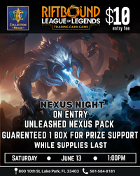 Riftbound LoL TCG Nexus Night Tournament – June 13, 2026 (Saturday 1PM)