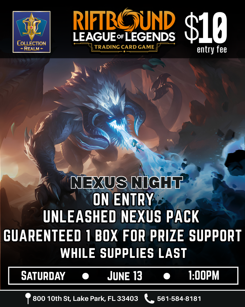 Riftbound LoL TCG Nexus Night Tournament – June 13, 2026 (Saturday 1PM)