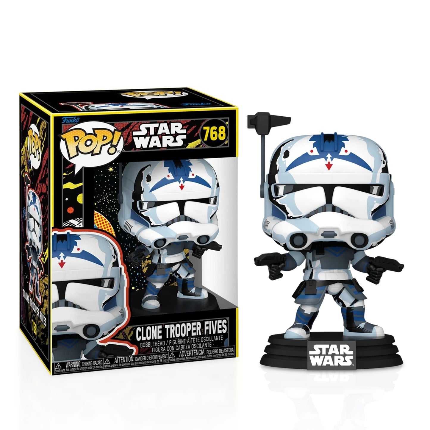Clone Trooper Fives (Retro) Funko Pop! Star Wars: The Clone Wars - Approx. 4 1/2" Collectible Vinyl Figure #768 Bundled with Display Box Protector Case