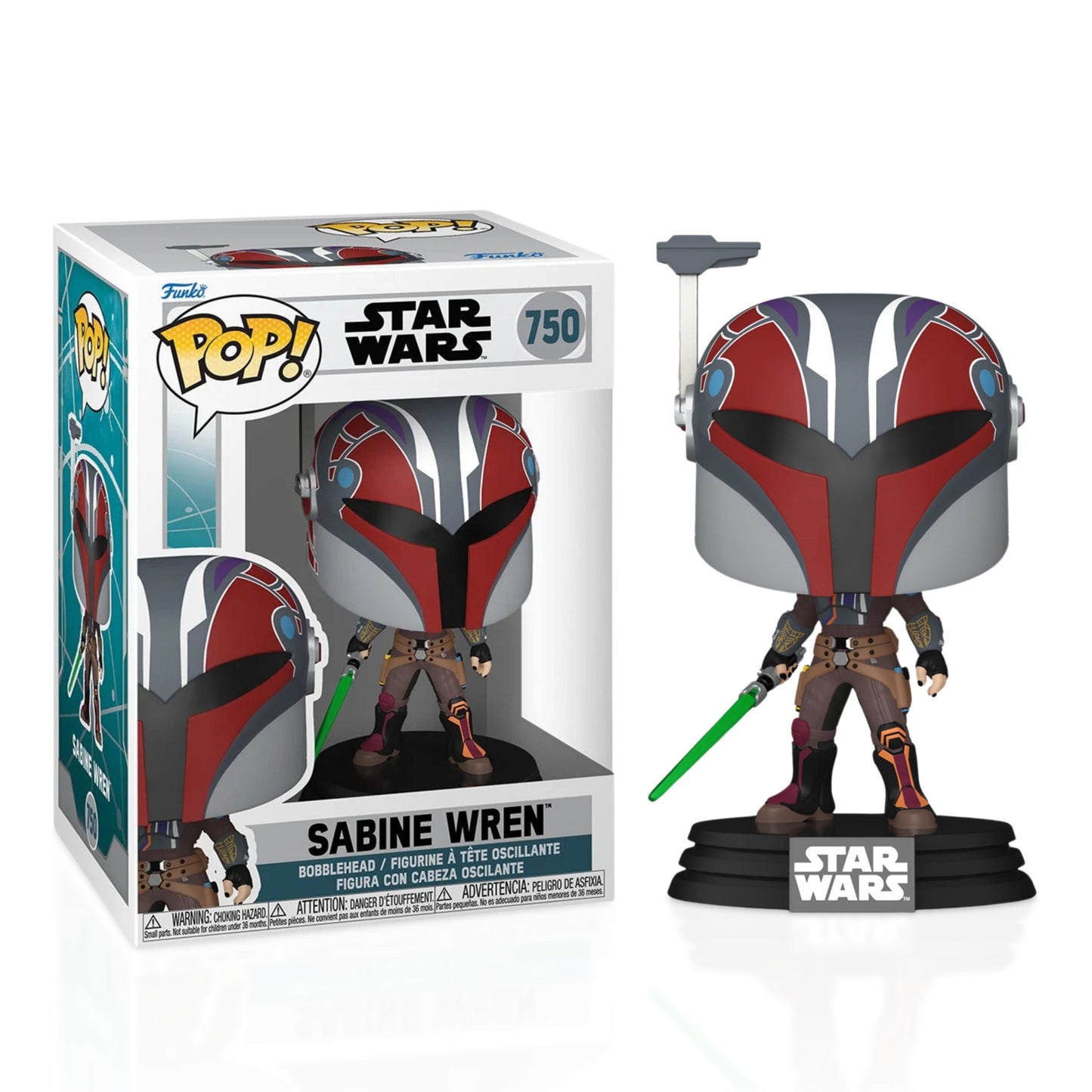 Sabine Wren Funko Pop! Star Wars Ahsoka - Approx. 4 1/2" Collectible Vinyl Figure #750 with Display Box Protector Case