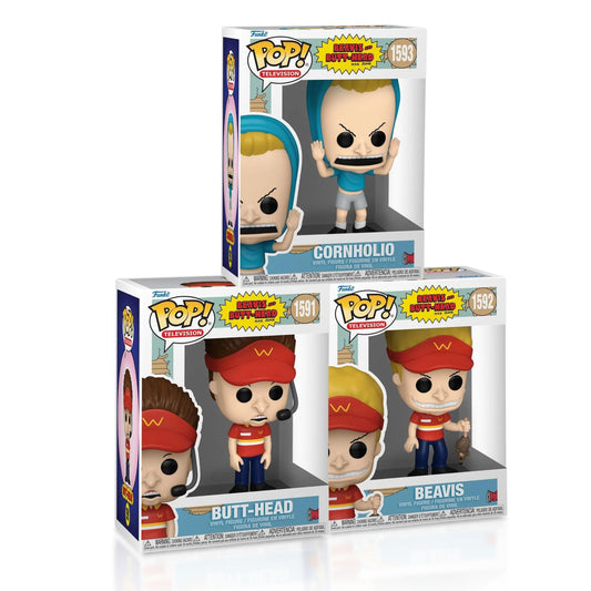 Butt-Head, Beavis, and Cornholio Funko Pop! TV Beavis and Butt-Head - Collectible Vinyl Figure #1591, #1592, and #1593 - Set of 3 in Window Display Box