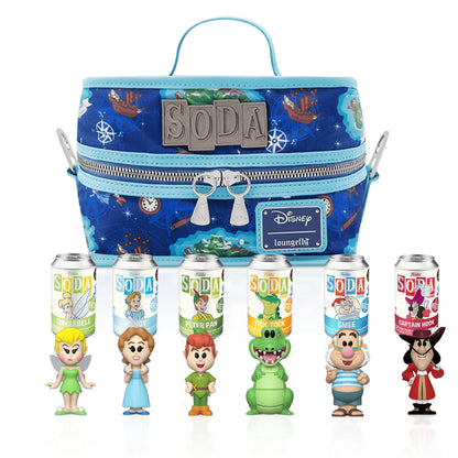 Peter Pan Funko Soda! Fly Away to Neverland - 6-Piece Set of Approx. 4" Vinyl Figures in Collectible Soda Cans (Chance of 1 Chase Variant) with an 8" Cooler Bag