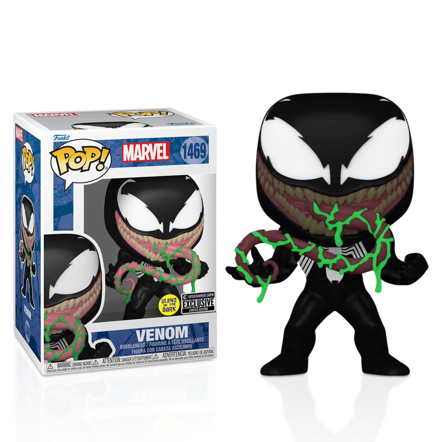 Venom with Ooze Funko Pop! Marvel - Glows In The Dark  Entertainment Earth Exclusive Limited Edition - Approx. 4 1/2" Collectible Vinyl Figure #1469 with Display Box Protector Case