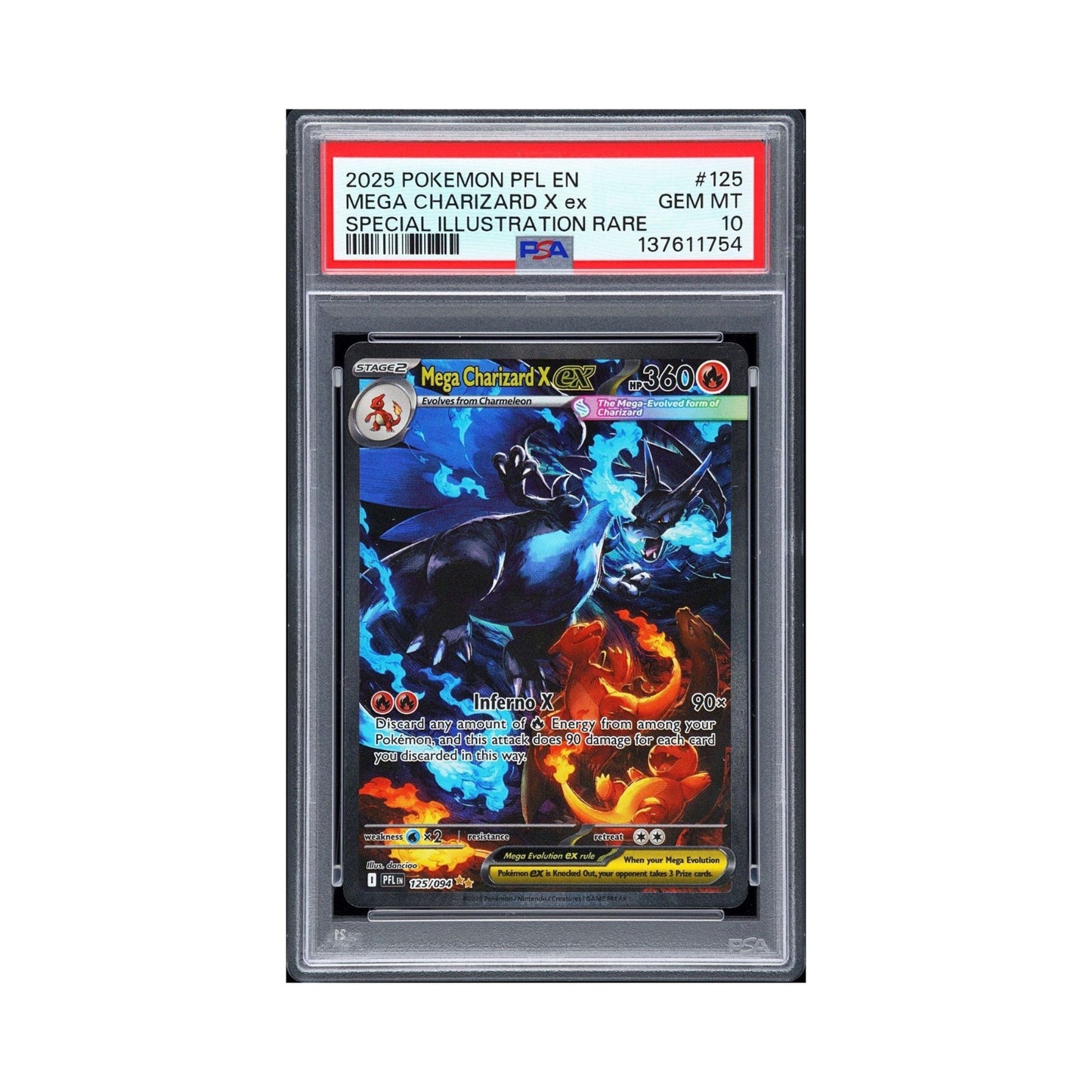 Pokemon 2025 PHANTASMAL FLAMES #125 MEGA CHARIZARD X ex SIR PSA 10 *GEM MINT PSA 10*
