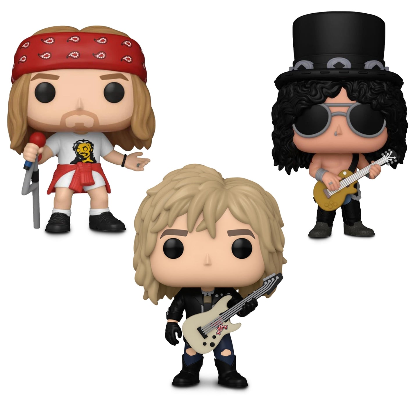 Axl Rose #397, Slash #398, and Duff McKagan #399 Funko Pop! Rocks Guns N' Roses - Set of 3 Collectible Vinyl Figures