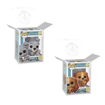 Funko Pop! Disney Lady and the Tramp 70th Anniversary - Set of 2 (Lady with Puppy #1553, Tramp with Puppy #1554) Collectible Vinyl Figures Bundled with Display Box Protector Case