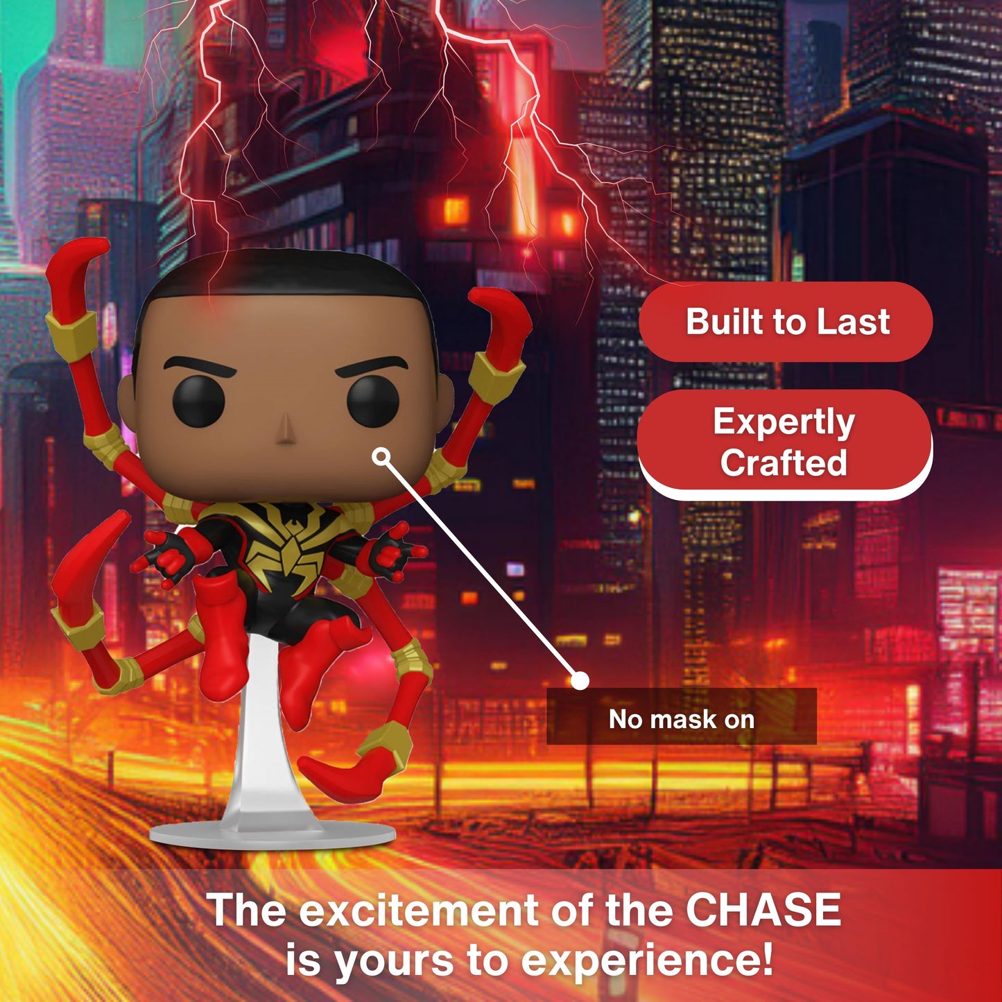Miles Morales Iron Spider Funko Pop! Marvel Spider-Man Comics - Approx. 4 1/2" Collectible Chase Limited Edition Vinyl Figure #1448 with Display Box Protector Case