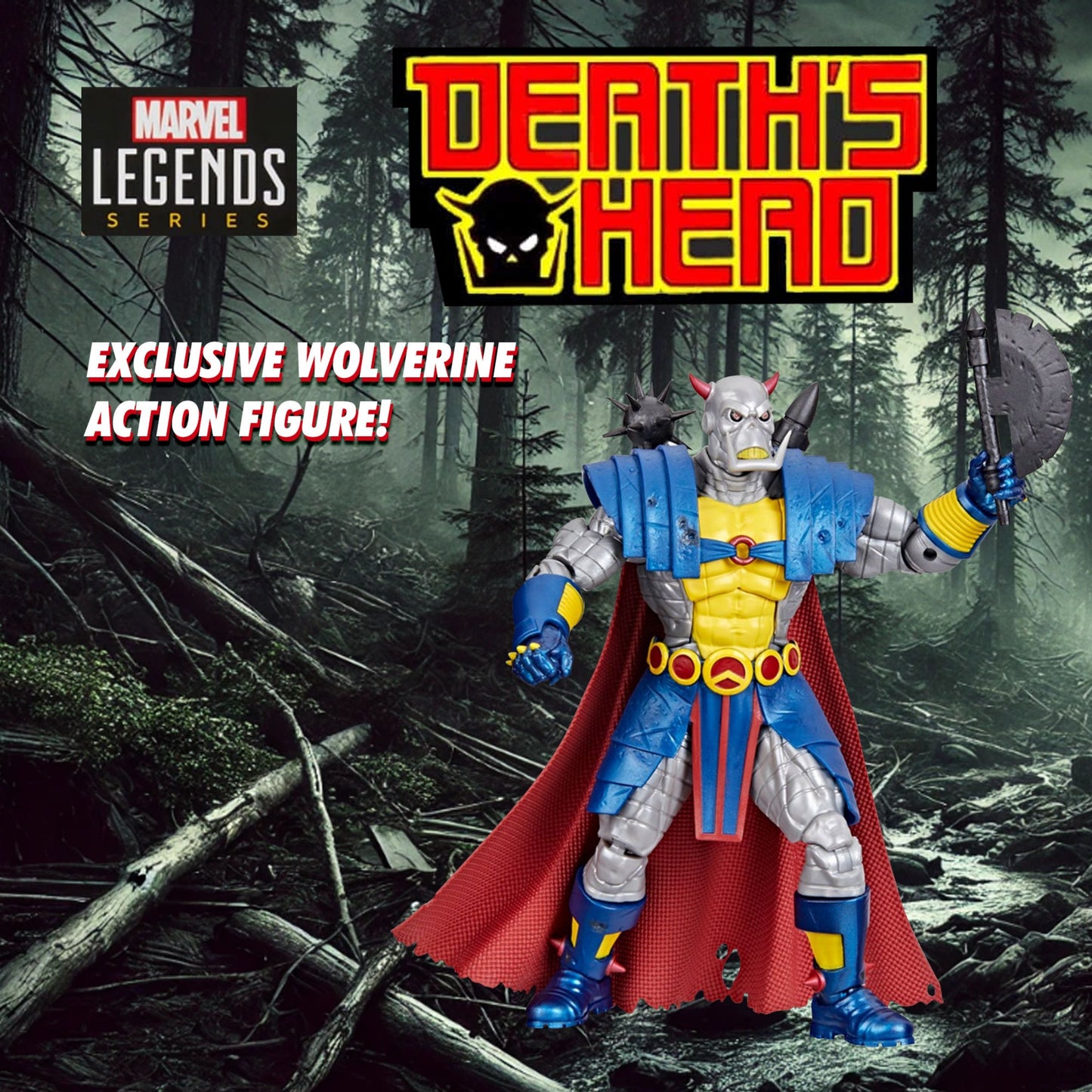 Death's Head Marvel Legends Super Heroes Series by Hasbro - Deluxe 6-Inch Action Figure - Exclusive Cybernetic Warrior with 6 Accessories, 7 3/5" Tall in Exclusive Window Box