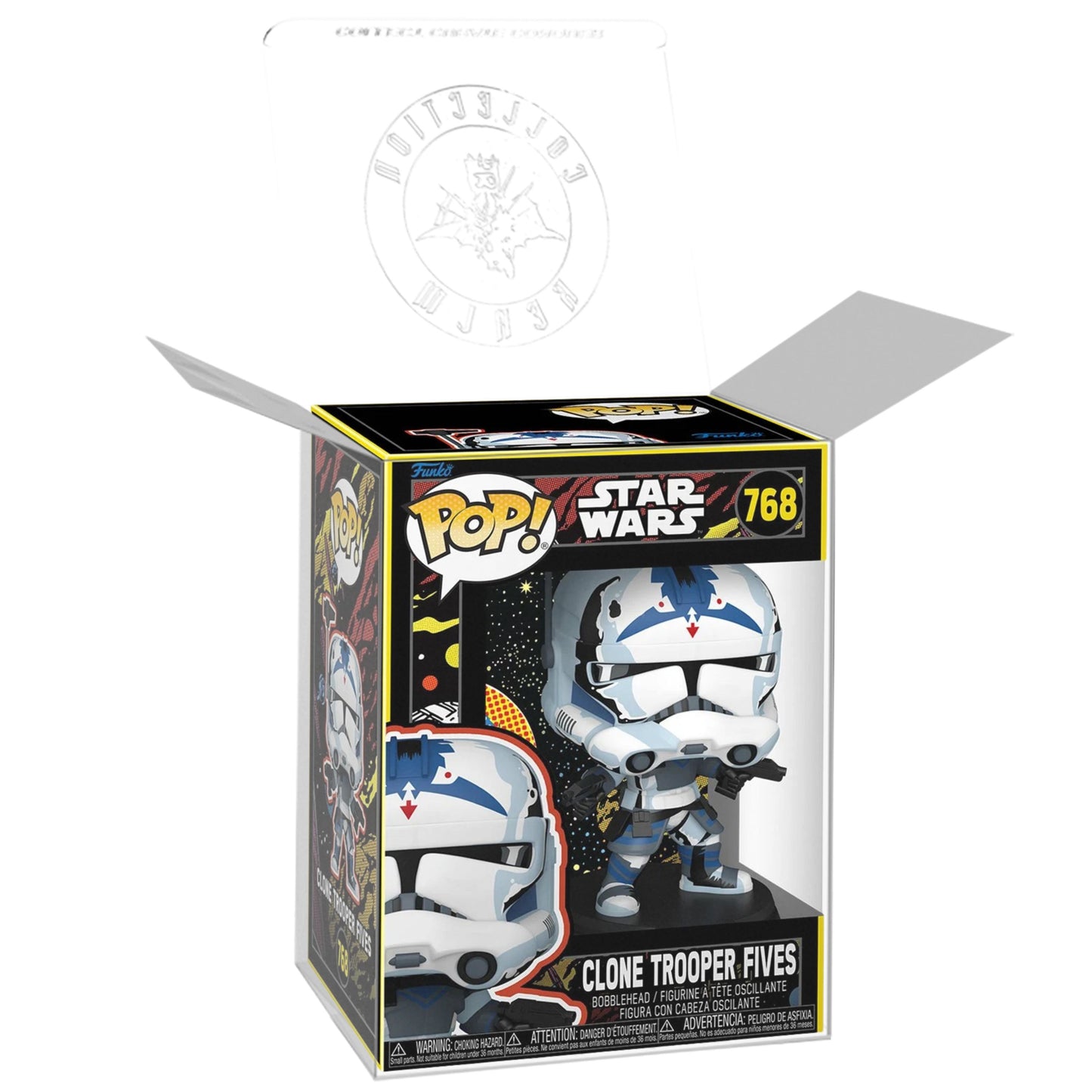 Clone Trooper Fives (Retro) Funko Pop! Star Wars: The Clone Wars - Approx. 4 1/2" Collectible Vinyl Figure #768 Bundled with Display Box Protector Case