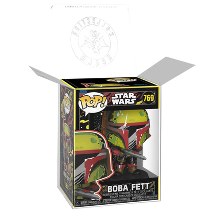 Boba Fett (Retro) Funko Pop! Star Wars: The Book of Boba Fett - Approx. 5" Collectible Vinyl Figure #769 Bundledi # Bundled with Display Box Protector Case