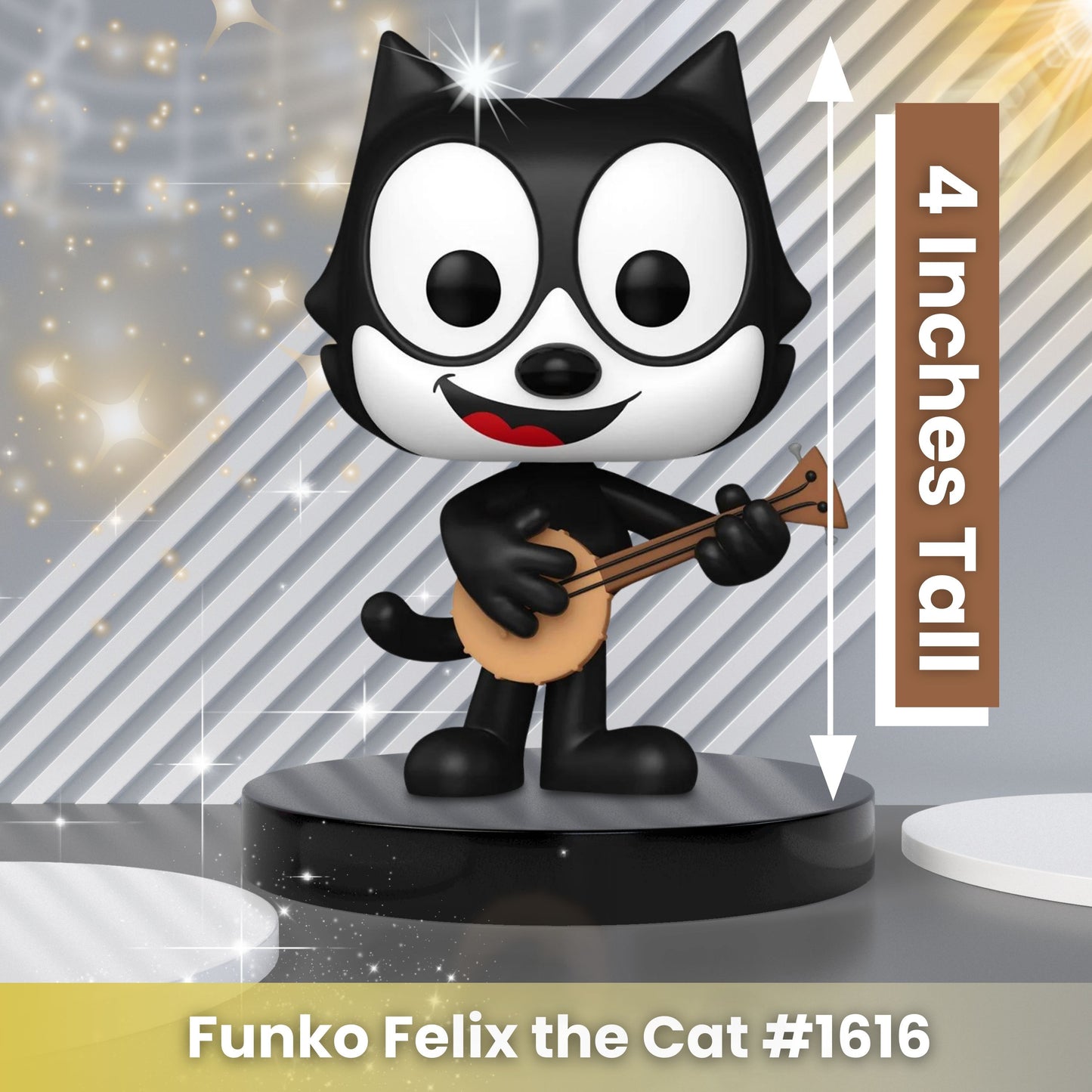 Felix The Cat with Guitar Funko Pop! Television Felix 105th Anniversary  - Approx. 4" Collectible Vinyl Figure #1616 with Display Box Protector Case