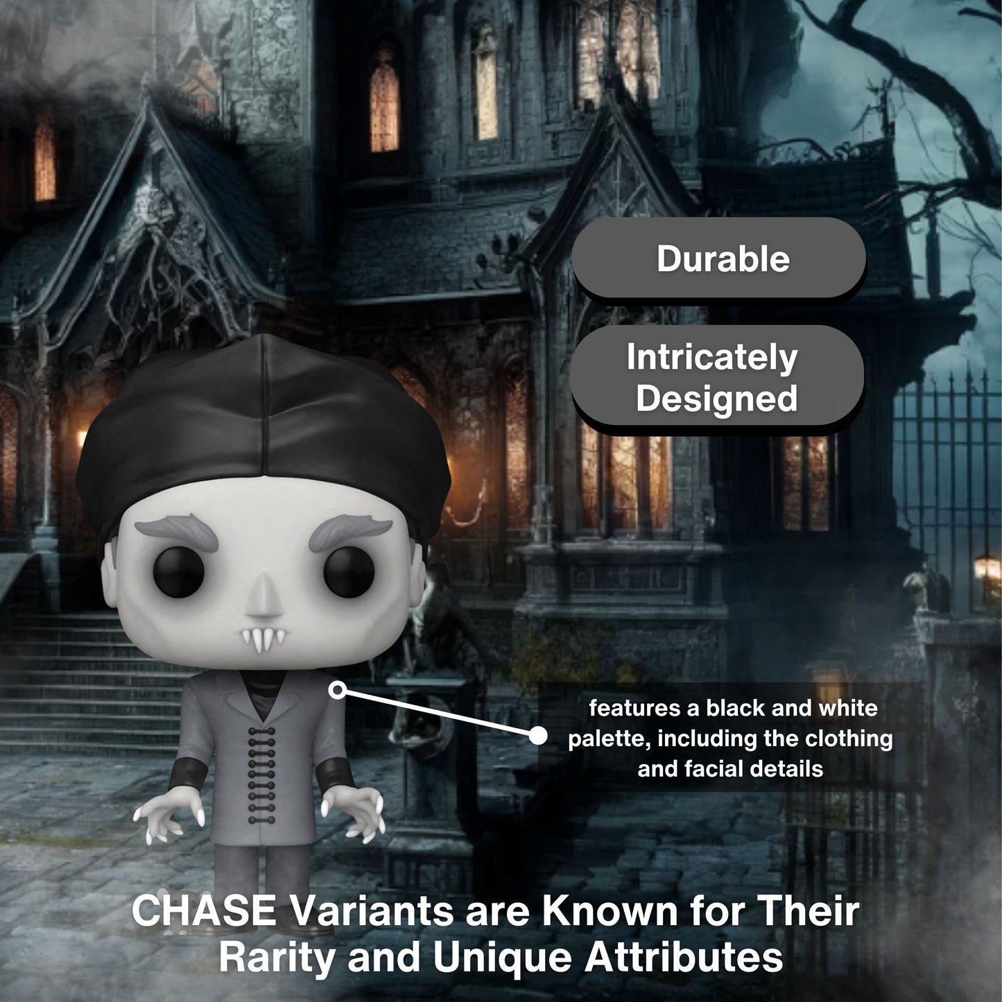 Count Orlok Funko Pop! Movies: Nosferatu A Symphony of Terror - B&W Chase Limited Edition Horror Collectible Vinyl Figure #1267 with Display Box Protector Case