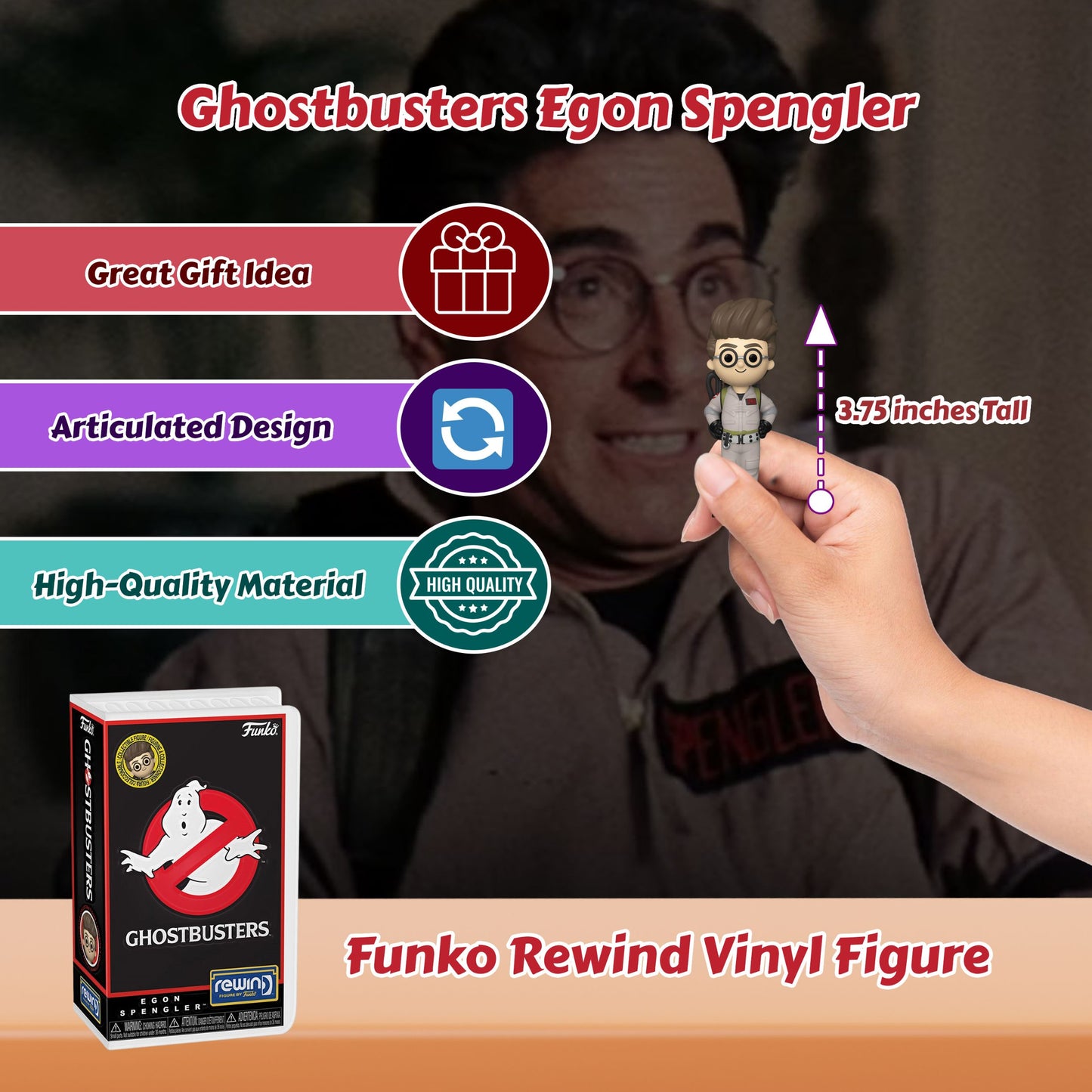 Egon Spengler Funko Rewind Ghostbusters - Approx. 3 3/4" Collectible Vinyl Figure