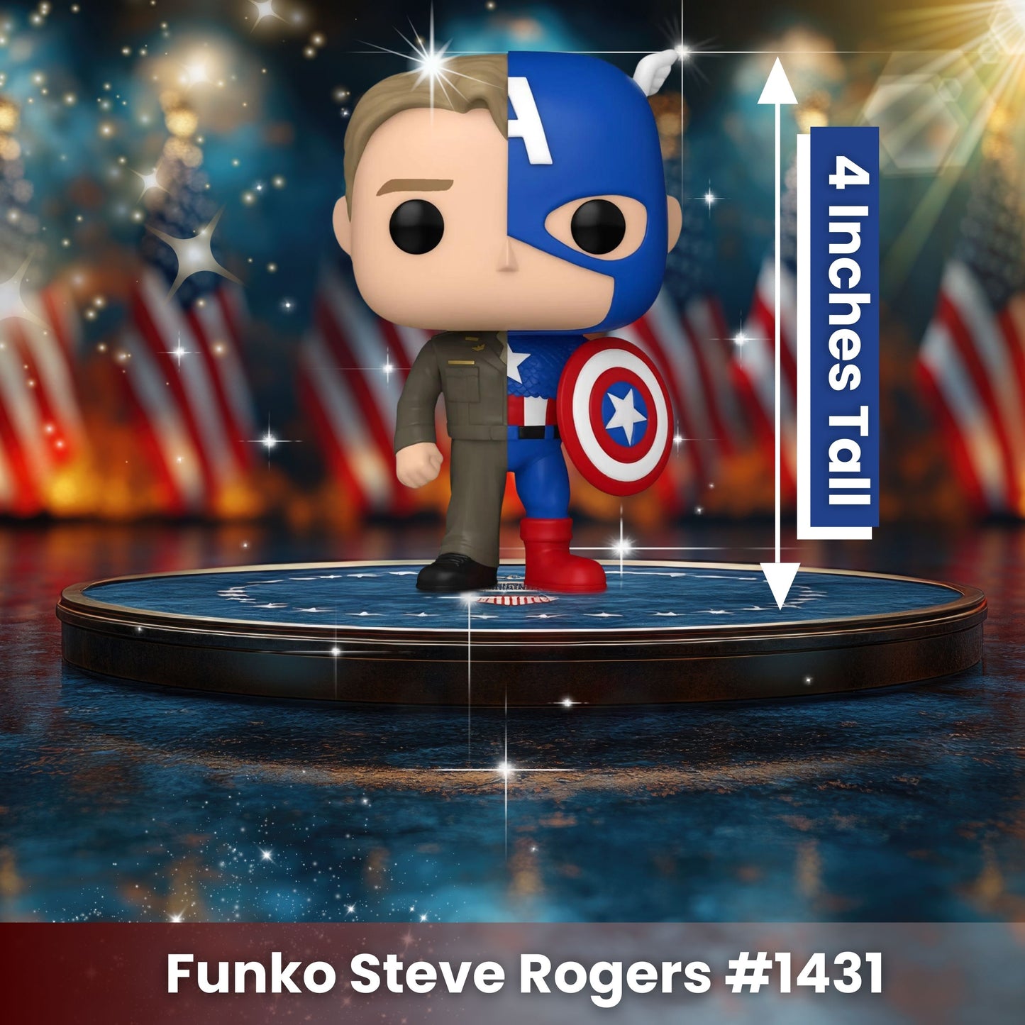 Steve Rogers / Captain America Funko Pop! Marvel - Approx. 4" Collectible Vinyl Figure #1431 with Display Box Protector Case