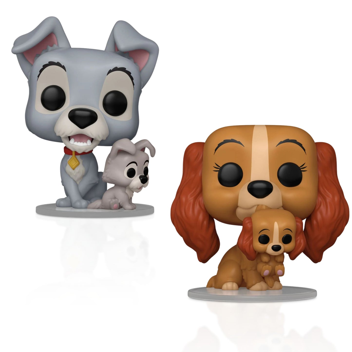 Funko Pop! Disney Lady and the Tramp 70th Anniversary - Set of 2 (Lady with Puppy #1553, Tramp with Puppy #1554) Collectible Vinyl Figures Bundled with Display Box Protector Case