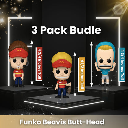 Butt-Head, Beavis, and Cornholio Funko Pop! TV Beavis and Butt-Head - Collectible Vinyl Figure #1591, #1592, and #1593 - Set of 3 in Window Display Box