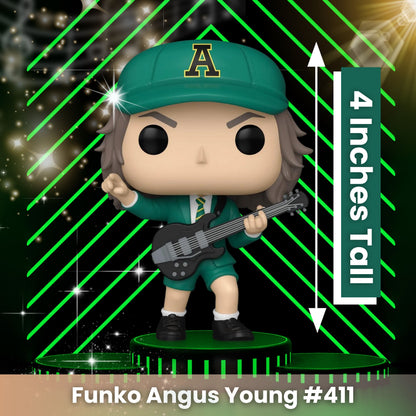 Angus Young Green Outfit Funko Pop! Rocks AC/DC - Approx. 4" Collectible Vinyl Figure #411 with Display Box Protector Case