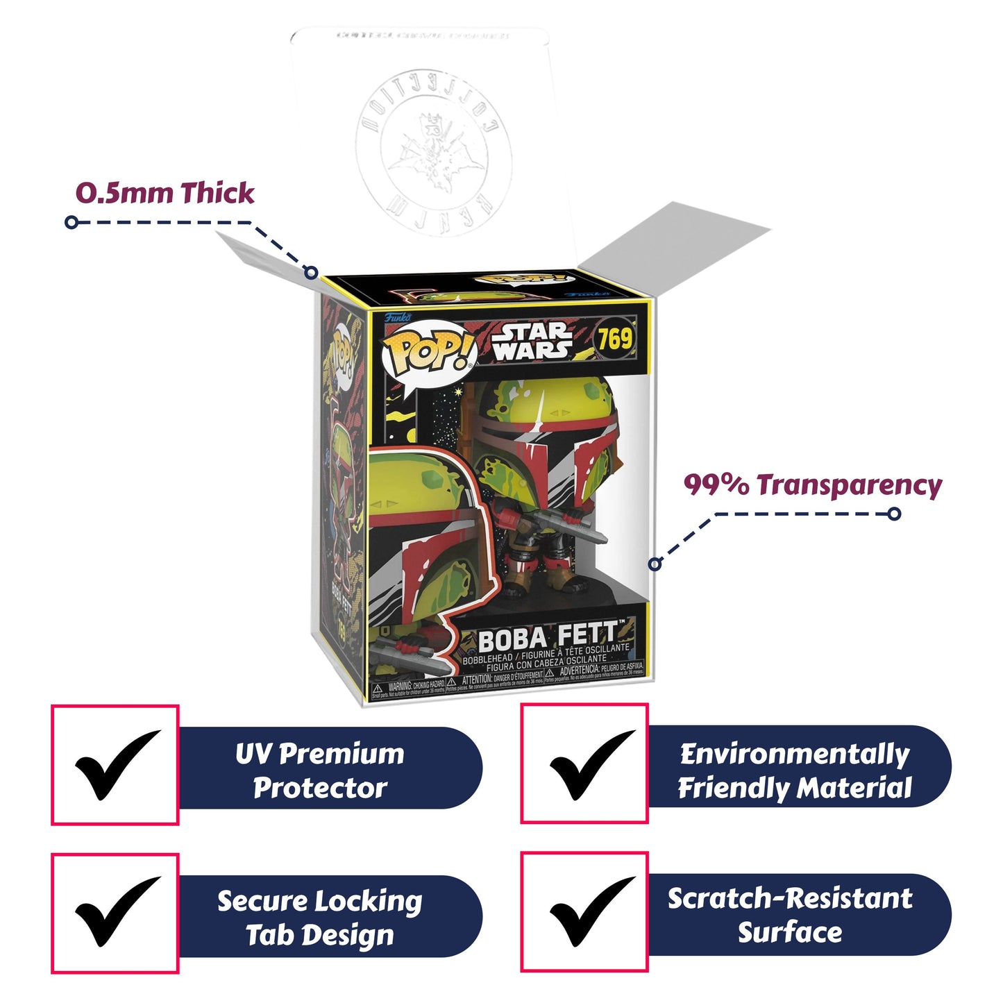 Boba Fett (Retro) Funko Pop! Star Wars: The Book of Boba Fett - Approx. 5" Collectible Vinyl Figure #769 Bundledi # Bundled with Display Box Protector Case