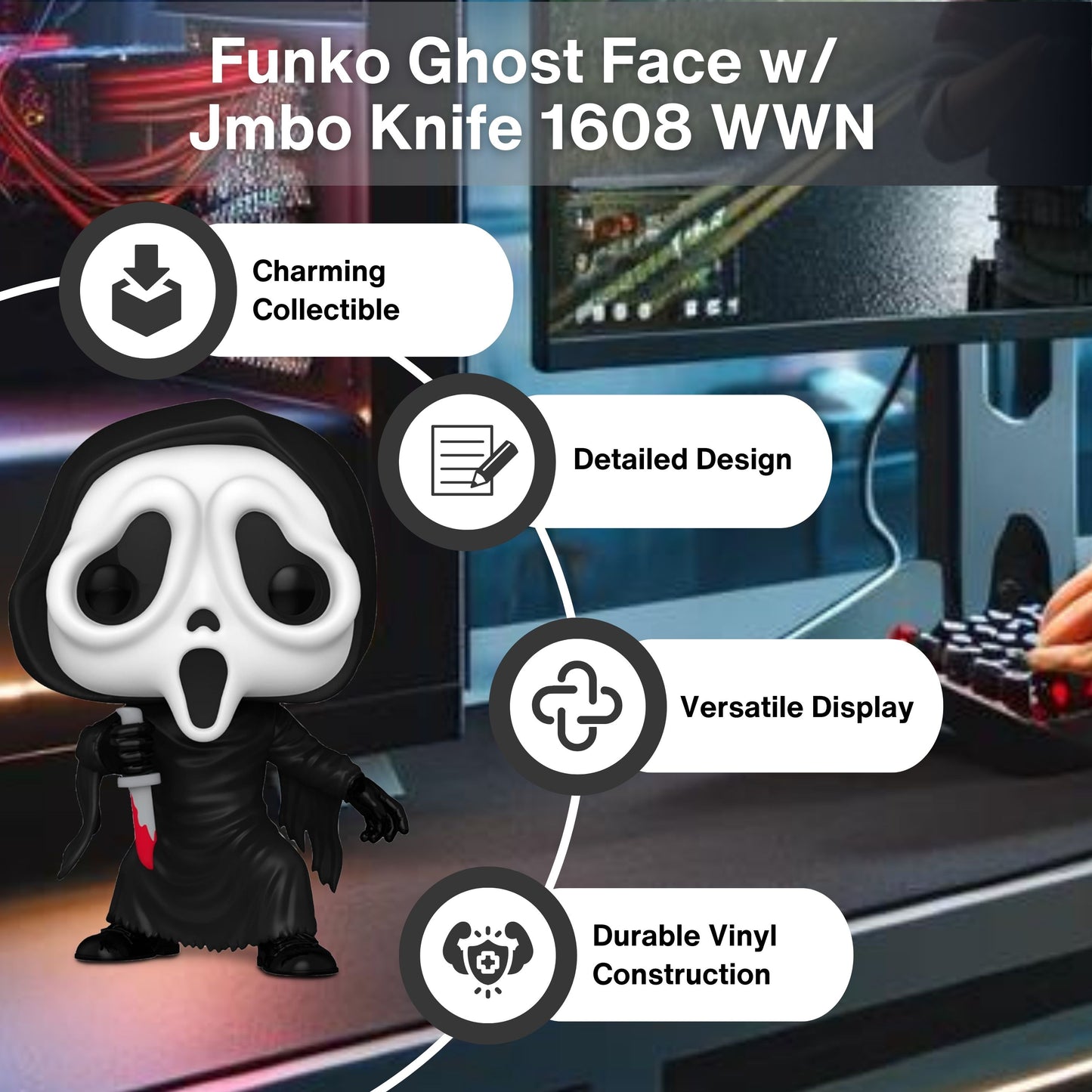 Ghost Face with Jumbo Knife Funko Pop! Movies - Horror Collectible 9 3/4" Vinyl Figure #1608 with Window Display Box (PRE-ORDER)