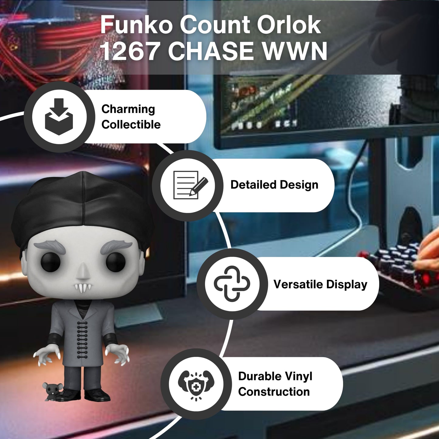 Count Orlok Funko Pop! Movies: Nosferatu A Symphony of Terror - B&W Chase Limited Edition Horror Collectible Vinyl Figure #1267 with Display Box Protector Case
