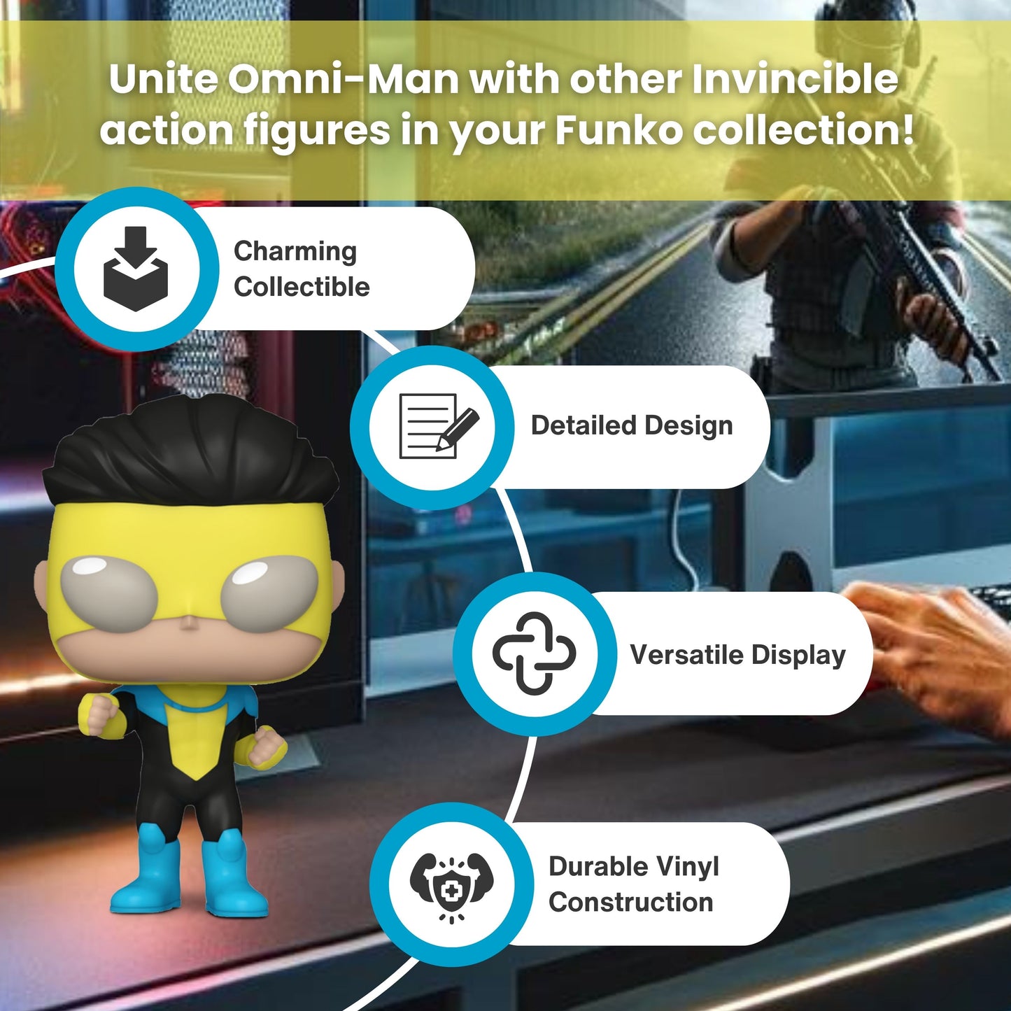 Invincible with Fist Funko Pop! Television - Amazon Original Superhero - Approx. 4 1/4" Collectible Vinyl Figure #1499 with Display Box Protector Case