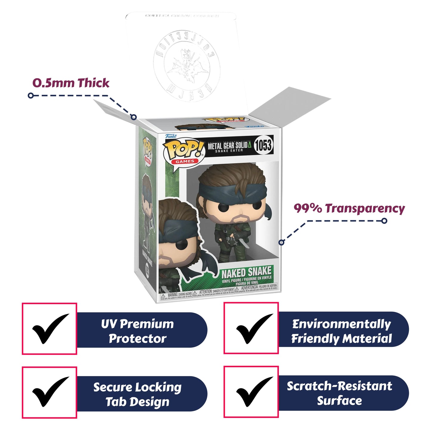 Naked Snake Funko Pop! Games Metal Gear Solid Delta: Snake Eater - Approx. 4" Collectible Vinyl Figure #1053 Bundled with Display Box Protector Case
