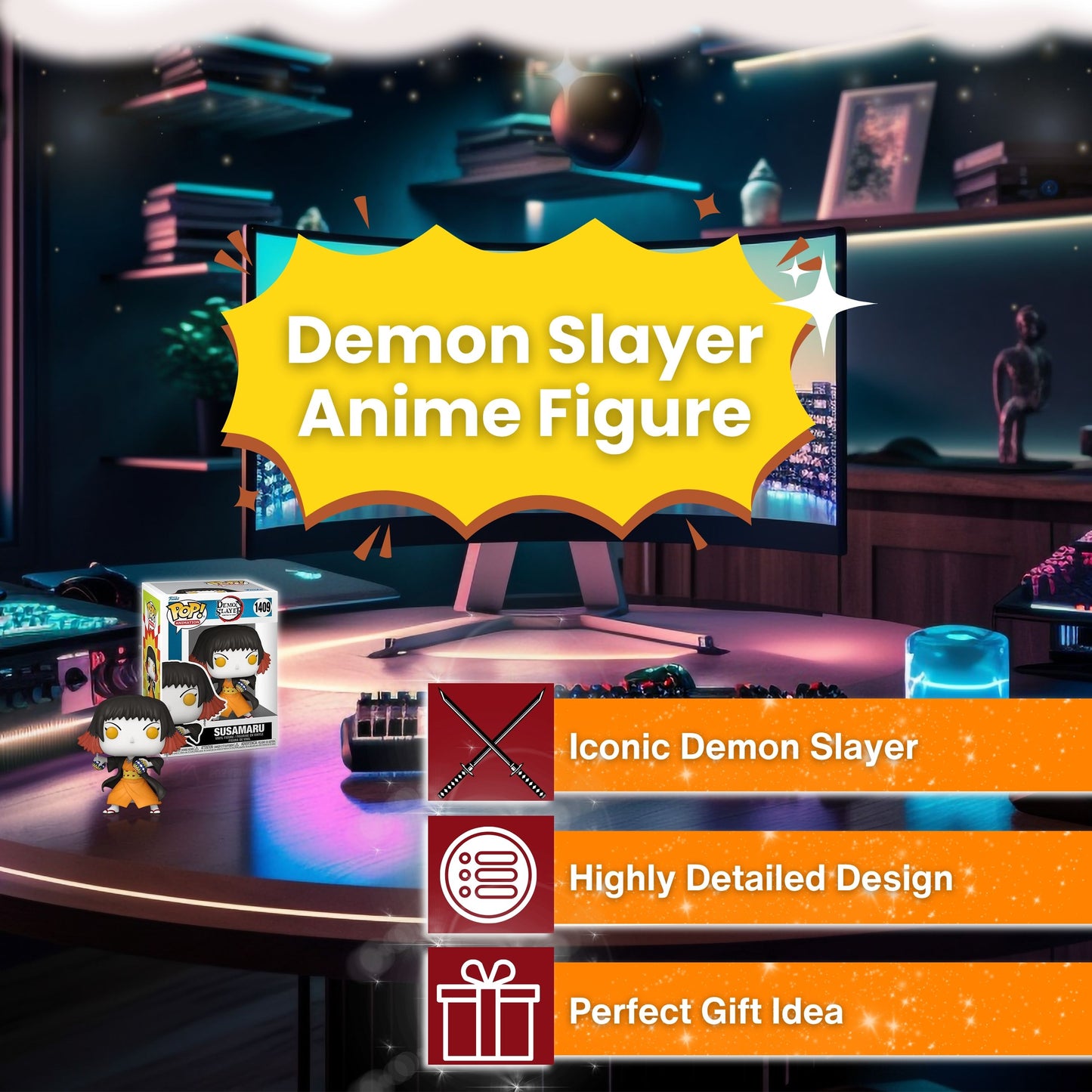 Susamaru Funko Pop! Animation: Demon Slayer - Approx. 4" Collectible Vinyl Figure #1409 with Display Box Protector Case