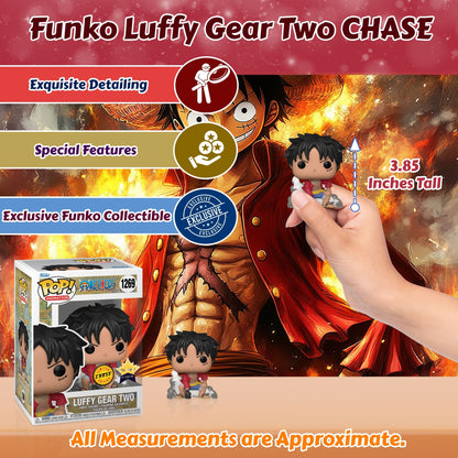 Luffy Gear Two Funko Pop! Animation One Piece - Approx. 3.85" Collectible Exclusive Chase Limited Edition Vinyl Figure #1269 with  Display Box Protector Case