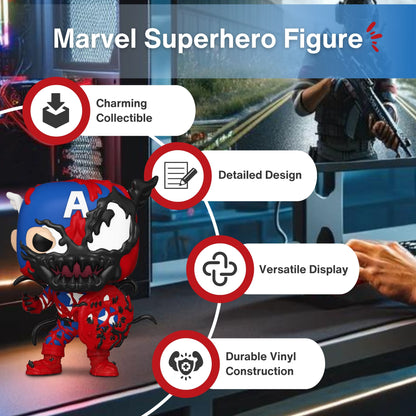 Carnage Captain America Funko Pop! Marvel - Approx. 3 3/4" Collectible Vinyl Figure #1436 with Display Box Protector Case