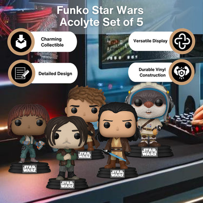 Acolyte Funko Pop! Star Wars - Collectible Vinyl Figure Set of 5 ( Bazil #726, Jedi Master Sol #725, Yond Fandar #724, Qimir #723, and OSHA Aniseya #722)  with Display Box Protector Case