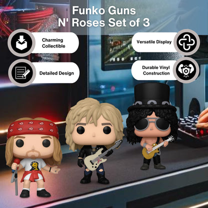 Axl Rose #397, Slash #398, and Duff McKagan #399 Funko Pop! Rocks Guns N' Roses - Set of 3 Collectible Vinyl Figures