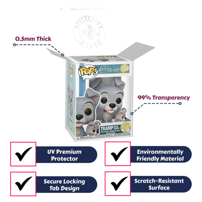 Funko Pop! Disney Lady and the Tramp 70th Anniversary - Set of 2 (Lady with Puppy #1553, Tramp with Puppy #1554) Collectible Vinyl Figures Bundled with Display Box Protector Case