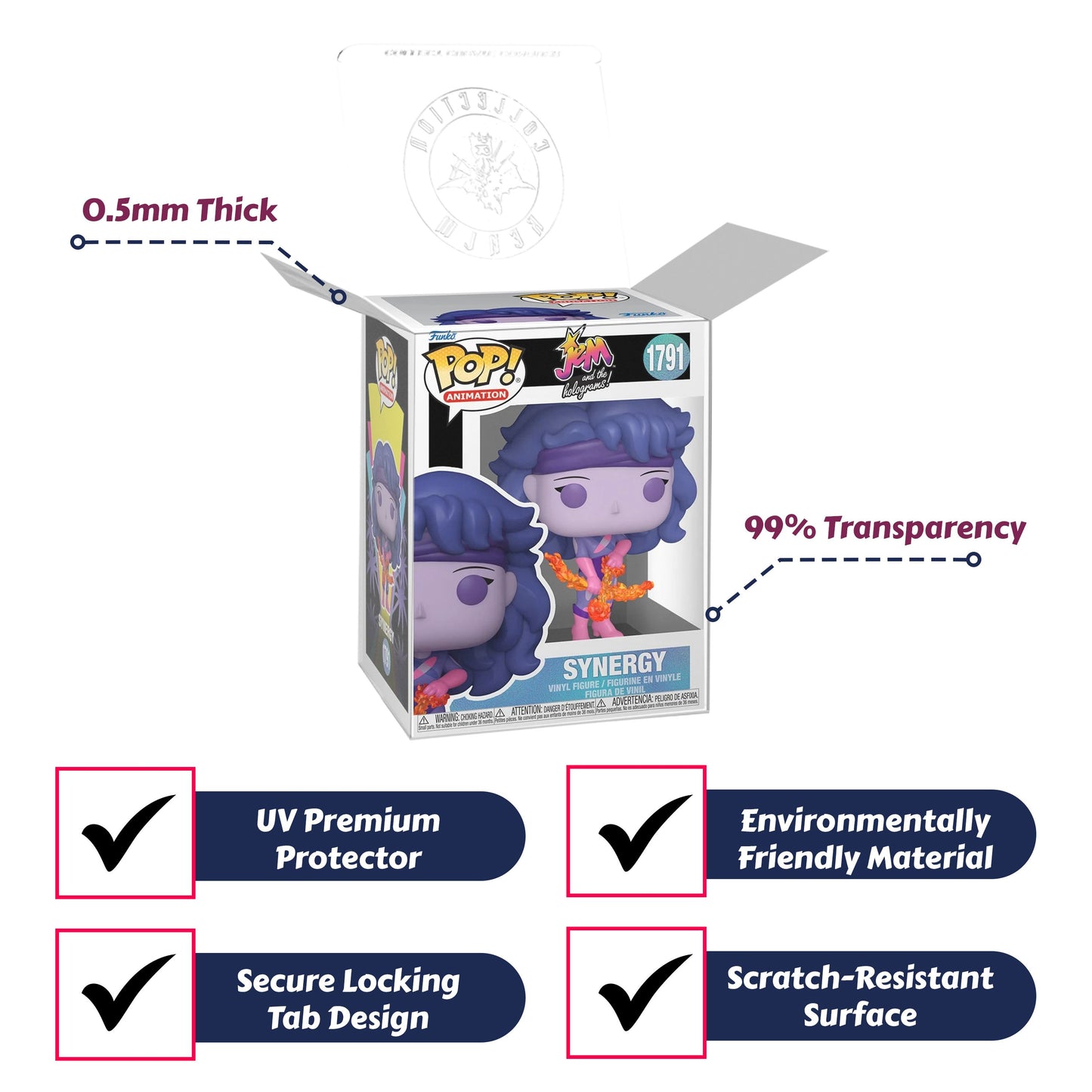 Synergy Funko Pop! Animation Jem and the Holograms - Approx. 3 3/4" Collectible Vinyl Figure #1791 with Display Box Protector Case