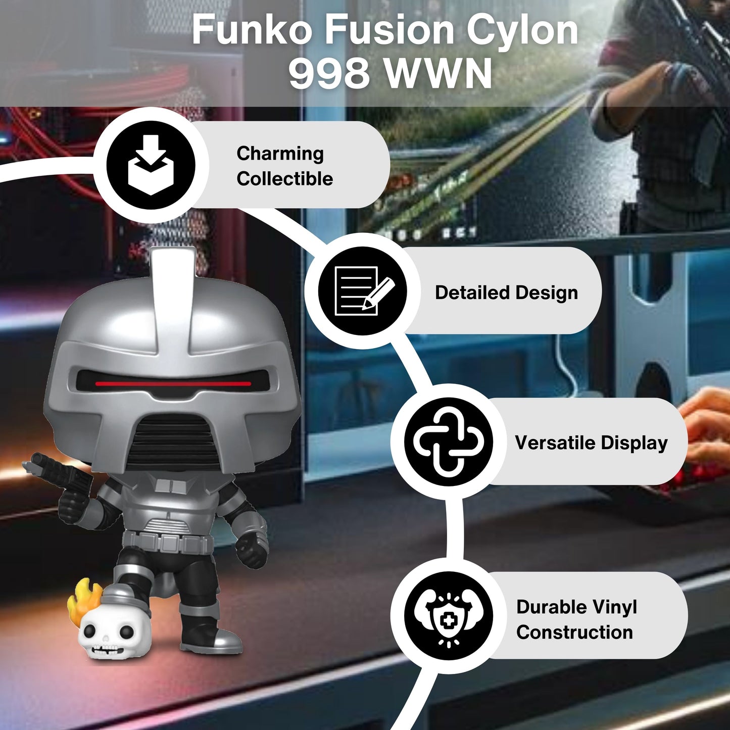 Cylon Funko Pop! Games Battlestar Galactica Villain - Approx. 4" Funko Fusion Collectible Vinyl Figure #998 with Display Box Protector Case