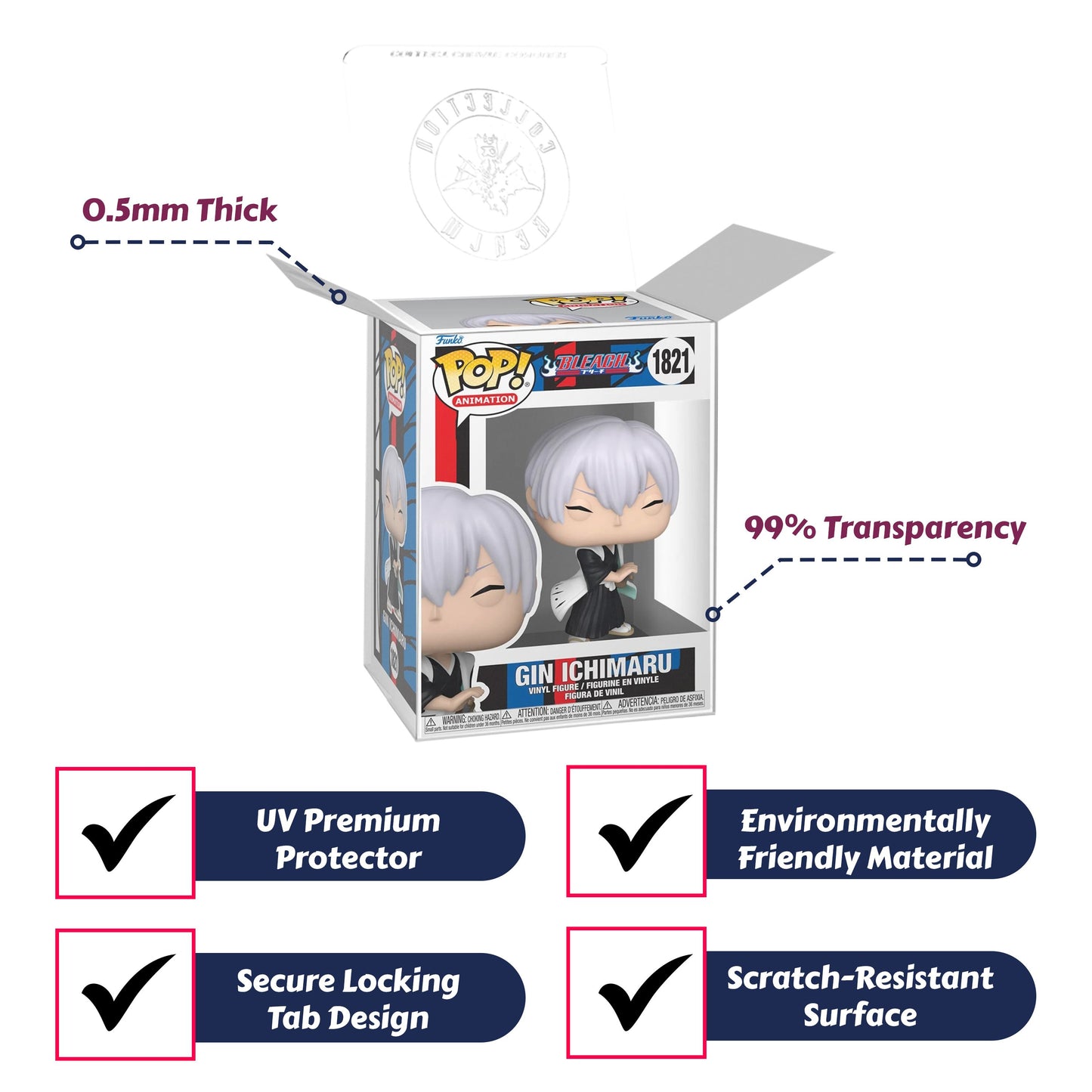 Gin Ichimaru Funko Pop! Animation Bleach - Approx. 4" Collectible Vinyl Figure #1821 with Display Box Protector Case