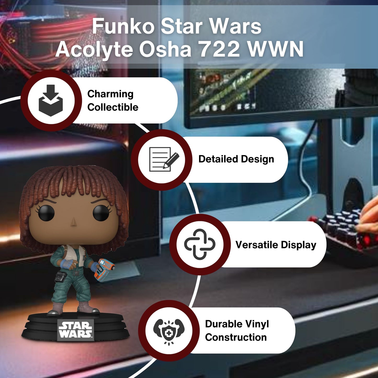 Acolyte Osha Aniseya Funko Pop! Star Wars - Vinyl Figure #722  with Display Box Protector Case