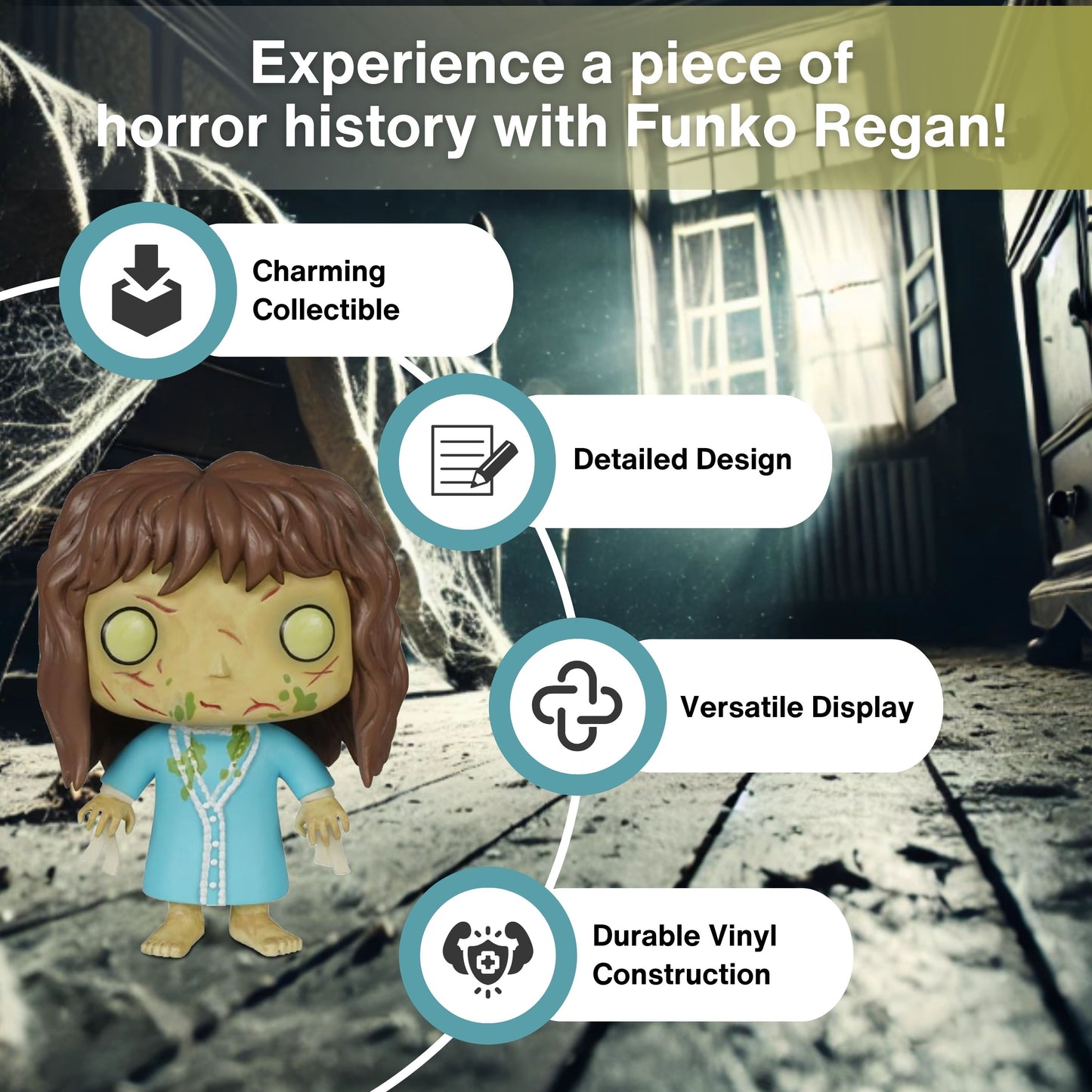 Regan Funko Pop! Movies The Exorcist - Approx. 3 3/4" Collectible Horror Vinyl Figure #203 with Display Box Protector Case