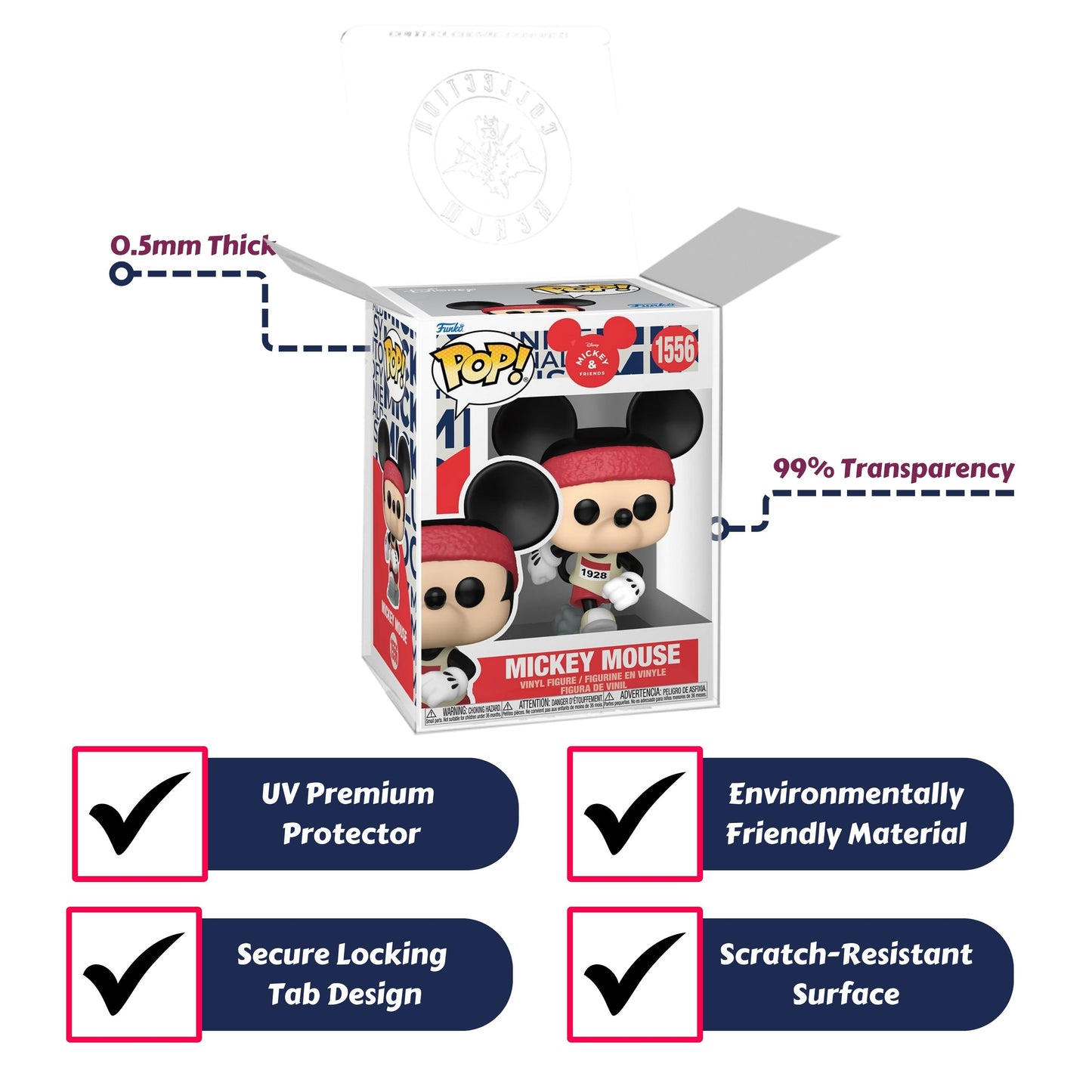 Mickey Mouse (Runner) Funko Pop! Disney Mickey and Friends - Approx. 3 3/4" Collectible Vinyl Figure #1556 Bundled with Display Box Protector Case