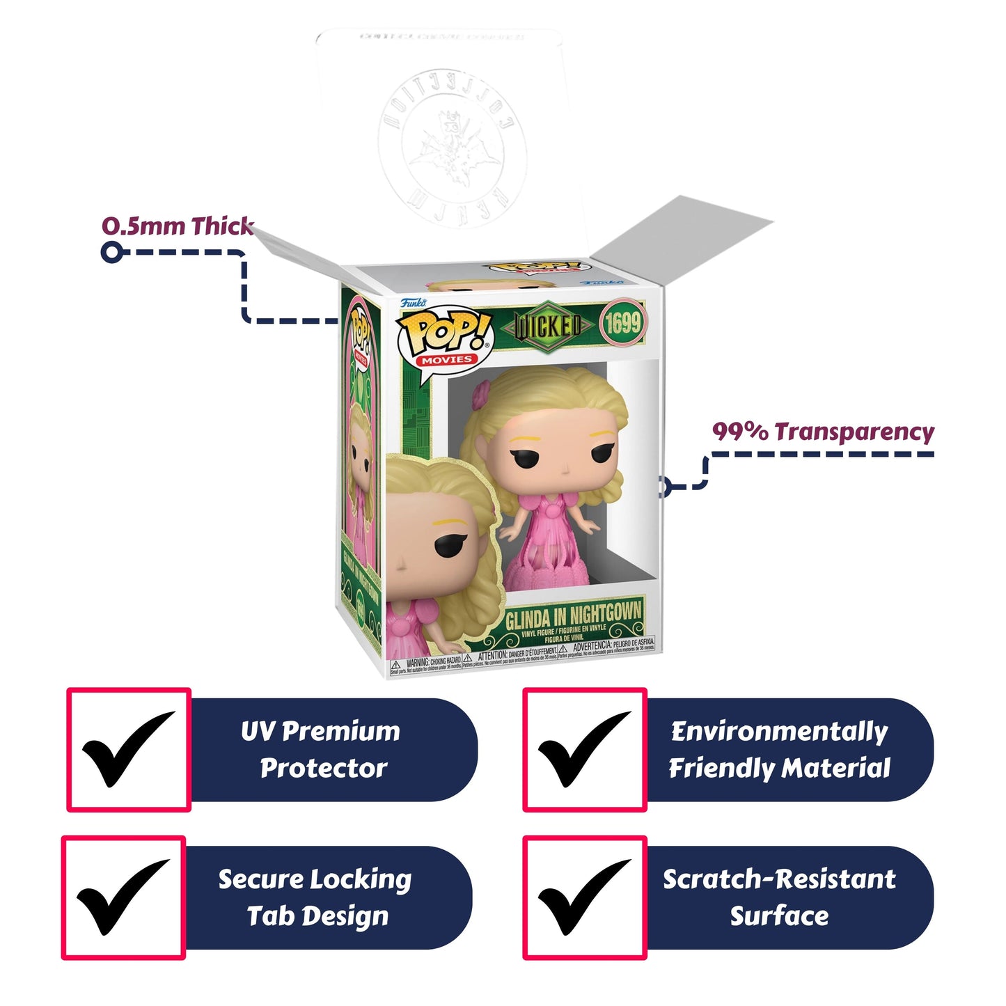 Glinda in Nightgown Funko Pop! Movies: Wicked Part 1 - Approx. 3 3/4" Collectible Vinyl Figure #1699 with Display Box Protector Case