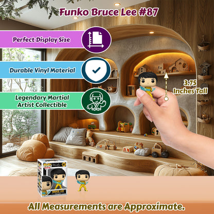 Bruce Lee Funko Pop! Icons Martial Artist - Approx. 3.9" Collectible Vinyl Figure #87 with  Display Box Protector Case